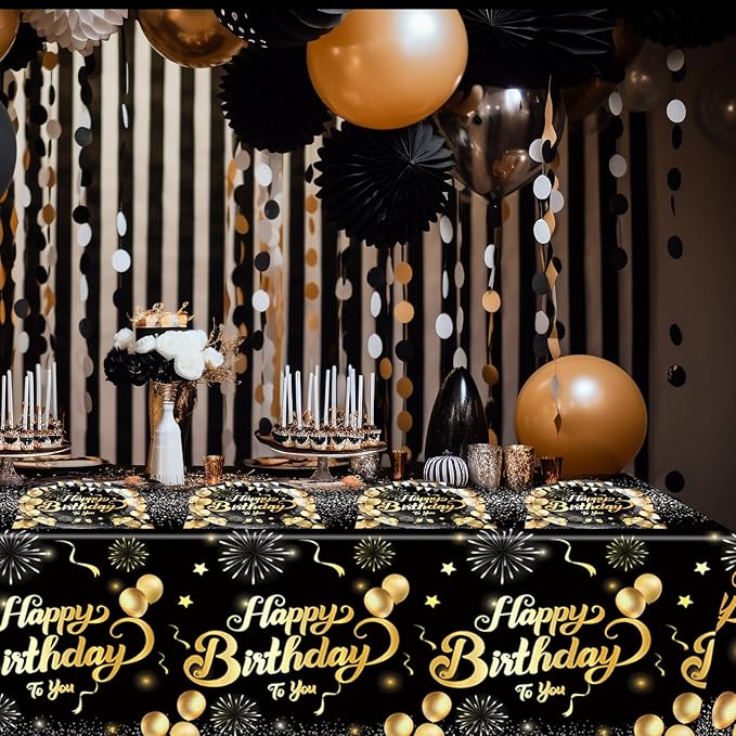 41Pcs Black and Gold Birthday Decorations,Happy Birthday Party