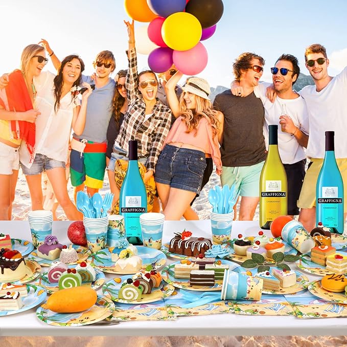 Beach Party Supplies Beach Plates and Napkins Set Disposable Beach