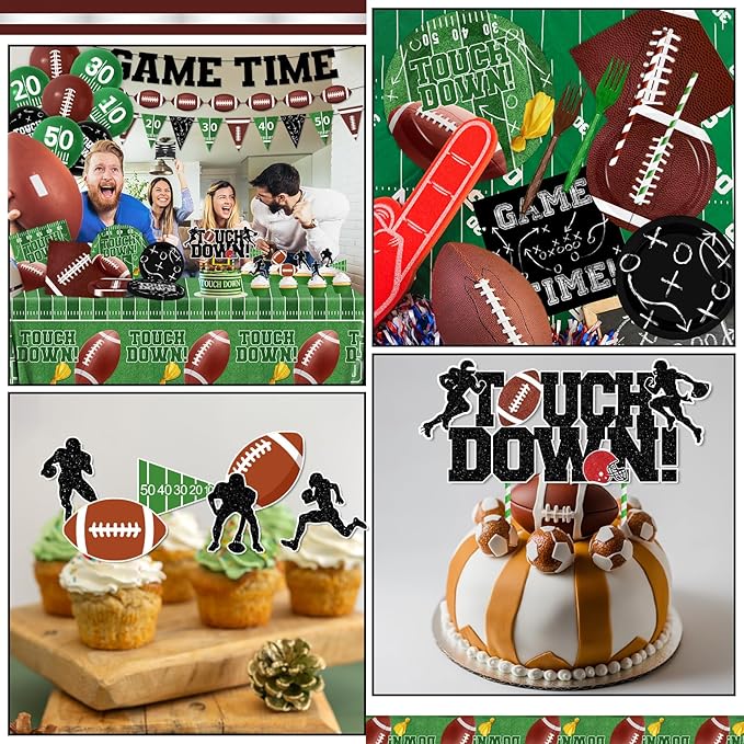 Football Party Supplies Kit Serve 24 Touchdown Plates Napkins