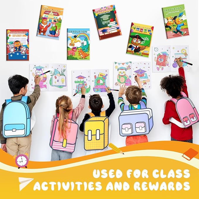24 Kindergarten Graduation Mini Coloring Books Kids with 24 Stacking