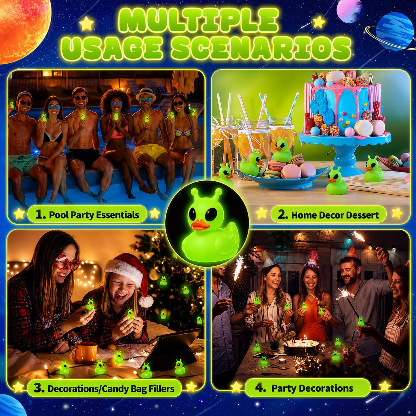24 Pcs Mini Alien Rubber Ducks Alien Party Favors Small Tiny