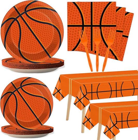 98 Pieces Basketball Party Decorations Basketball Tableware Set