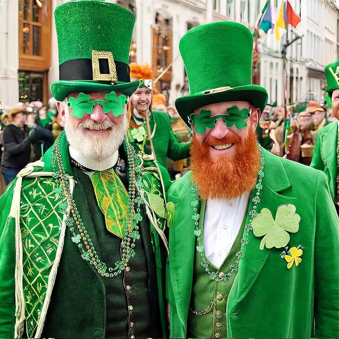 100 Pcs St Patricks Day Accessories Kit Green Necklaces Bulk