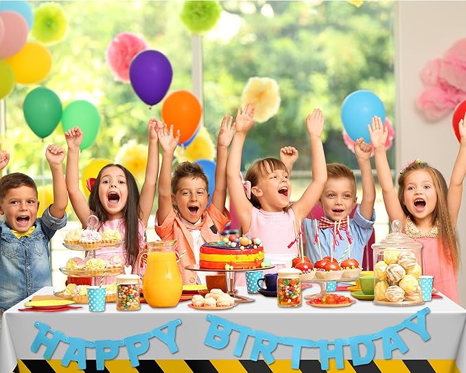 3 Pcs Construction Birthday Party Tablecloth 51 x 71 Inch Road