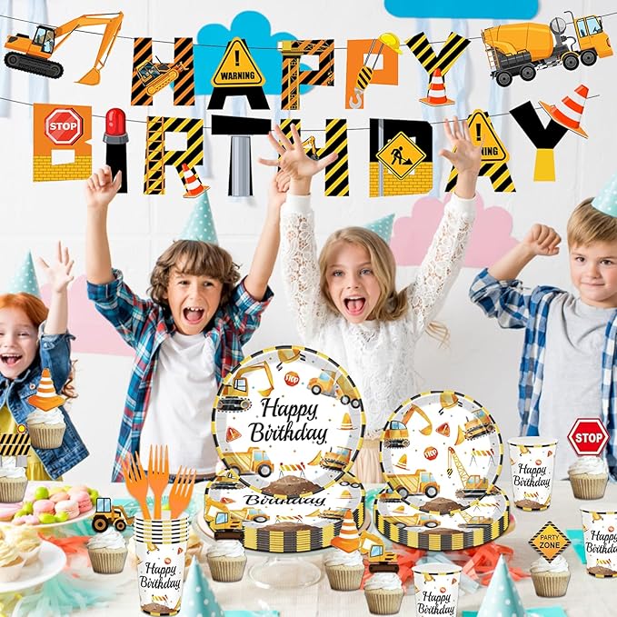 Construction Birthday Party Supplies for 24 Guests Decorations
