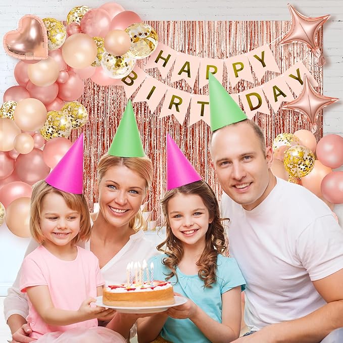 Rose Gold Birthday Party Decorations Happy Birthday Banners
