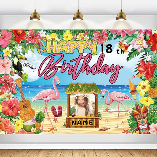 Custom Happy Birthday Banner Flamingo Themed Party Decoration