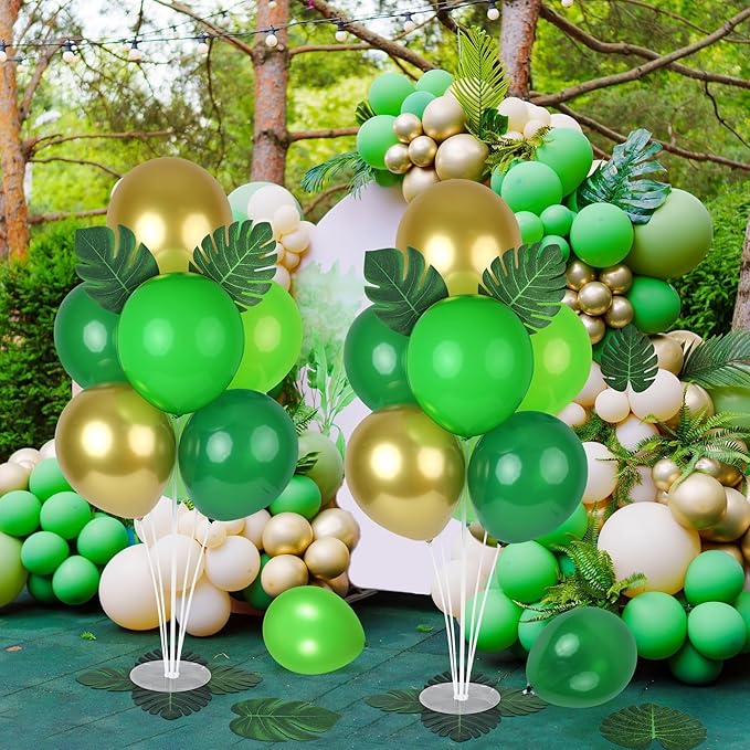 6 Sets Jungle Safari Balloon Stand Kit for Table Gold Green Balloons