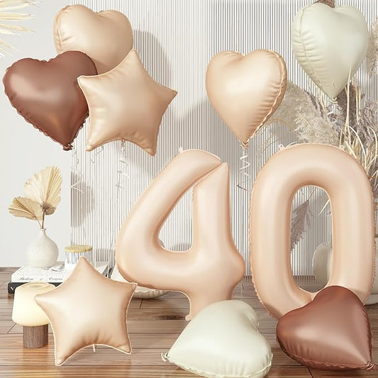 40th Birthday Balloons Decor, Helium Apricot Beige 40 Balloon,