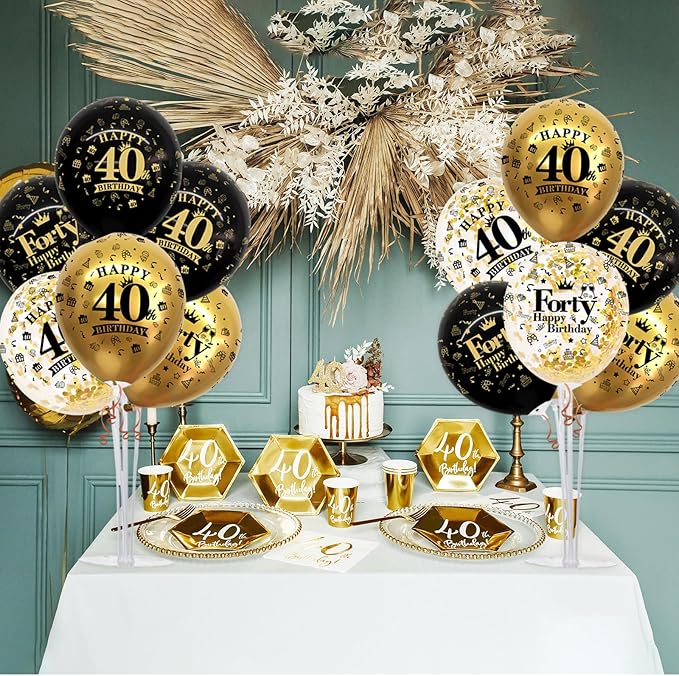 4 Set Black Gold Balloon Stand Kit for Birthday Decorations for 40th