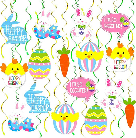 Easter Hanging Swirls Decorations 46 Pack No DIY Easter Decorations