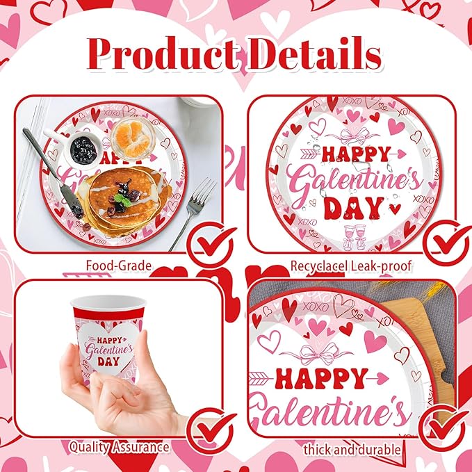 194 Pcs Galentines Day Party Plates Set Happy Galentine's Day
