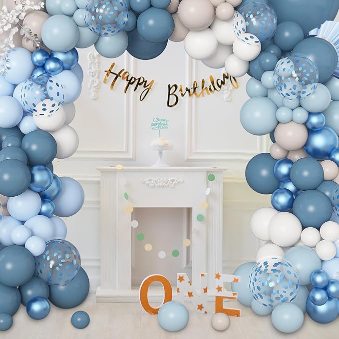 173Pcs Dusty Blue Balloon Arch Garland Kit, Baby Light Dusty