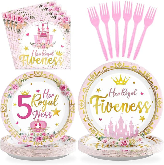 96Pcs Princess Birthday Decorations Pink Princess 5th Birthday Party