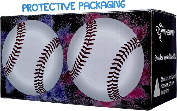 Gender Reveal Baseball Set Blue and Pink Balls Exploding with Powder
