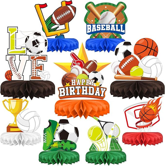 Sports Themed Party Decorations Kit Honeycomb Centerpiece for Sports
