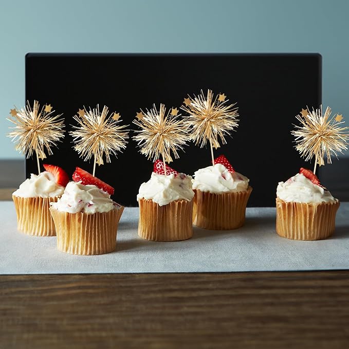 30Pcs Foil Firework Cupcake Toppers Happy Birthday Cake