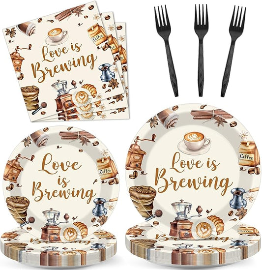 96Pcs Love Is Brewing Party Decorations Bridal Shower Tableware