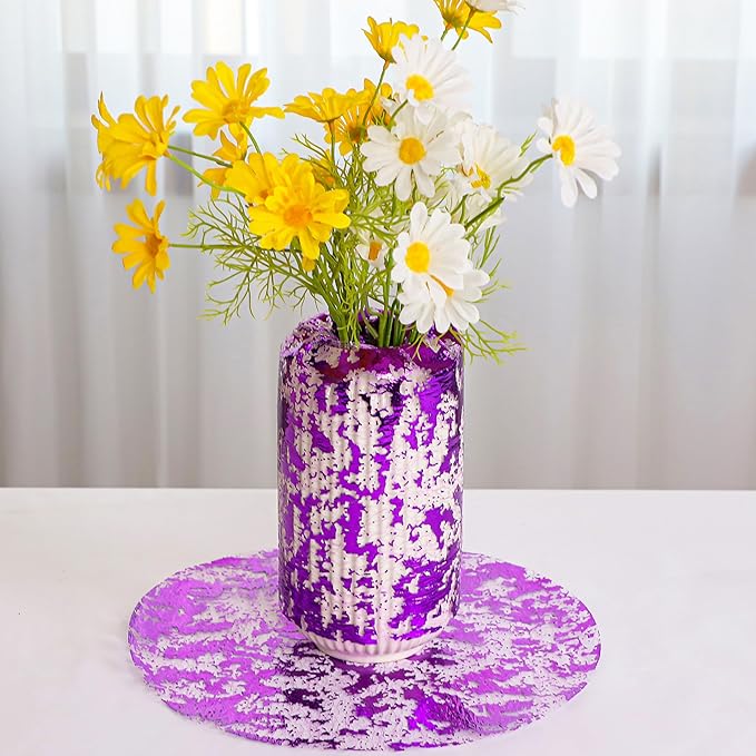 Snowkingdom 2 Pieces Purple Table Runner, Sequin Glitter Foil