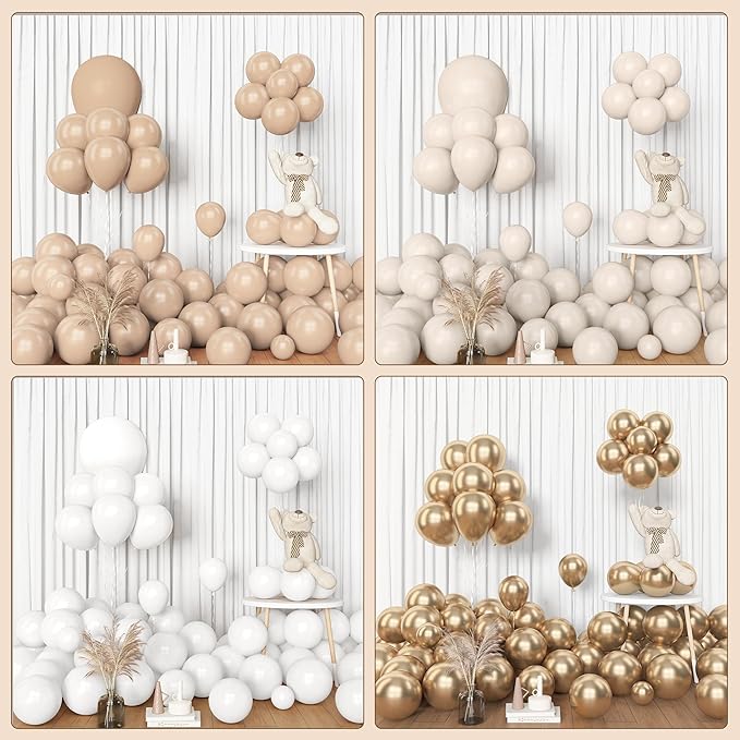 Amandir 153pcs White Sand Balloon Garland Arch Kit, Different Sizes
