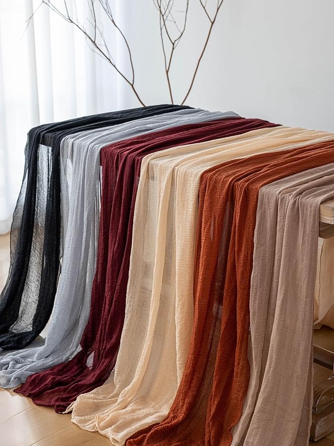 Cheesecloth Table Runner Nude Gauze Rustic Boho Coffee