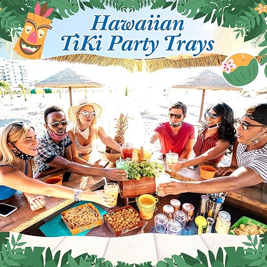 48 Pack Hawaii Party Paper Tray Aloha 5lb Tiki Paper Disposable Boat