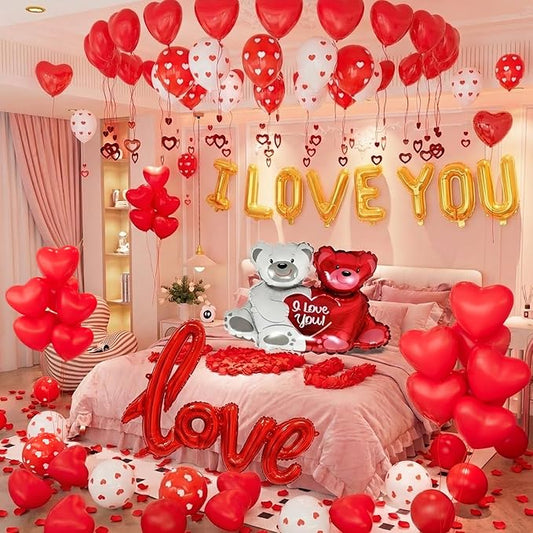 Valentines Day Balloons Decorations I Love You Balloons and Heart