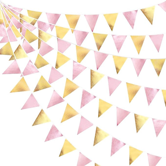 Pink Gold Party Decoration Metallic Fabric Light Pink Gold Triangle