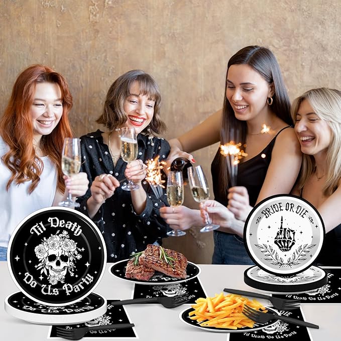 96pcs Bride or Die Bachelorette Party Plates and Napkins Till Death