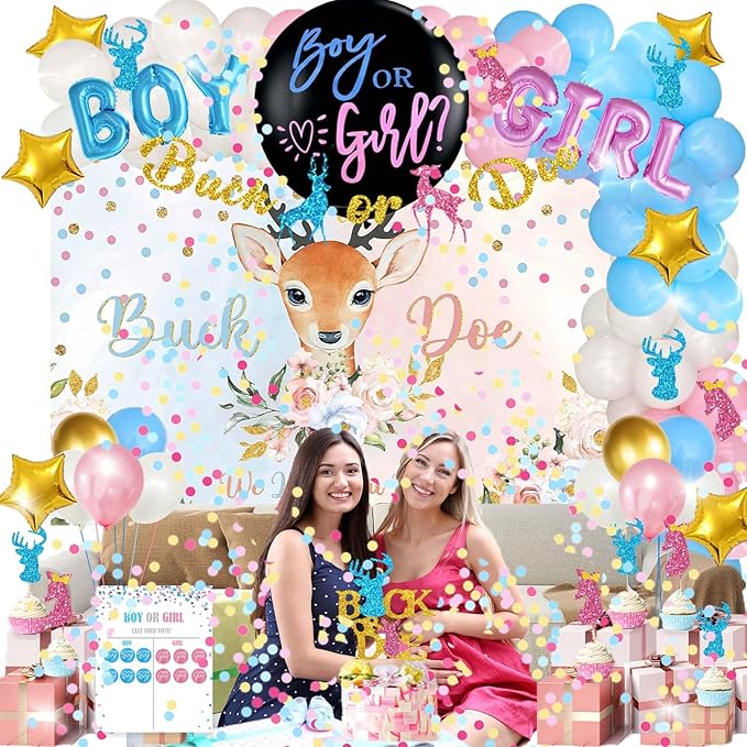 Buck or Doe Gender Reveal Decorations 169 PCs Boy or Girl Gender