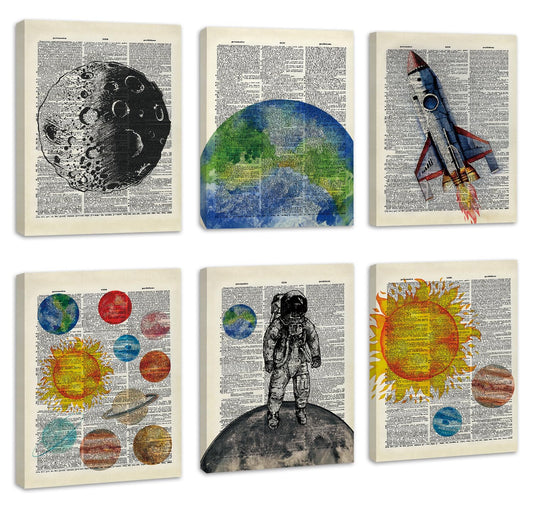 CHDITB Space Exploration Canvas Wall Art, Solar System Wall Decor, Set