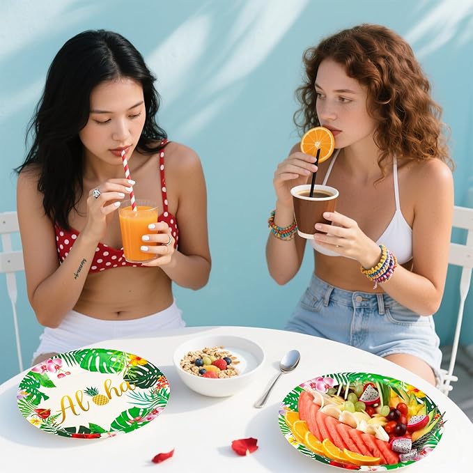 Peony man 105 PCS Tropical Luau Party Supplies Hawaii Disposable