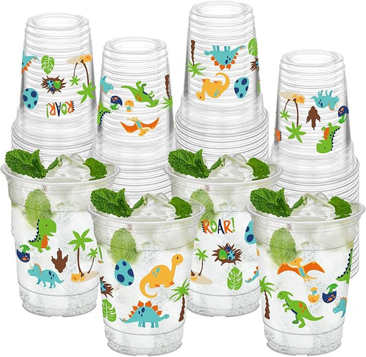 50Pcs Dinosaur Cups 12oz Dinosaur Party Cups Dino Theme Clear