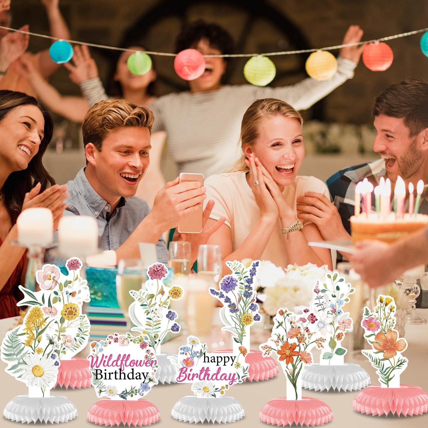 Rngmsi Flower Birthday Table Decorations - 9PCS Wildflower Spring