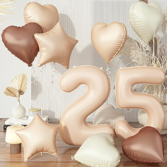 40 Inch Balloon 25, Nude Brown 25th Birthday Giant Balloon Decor,
