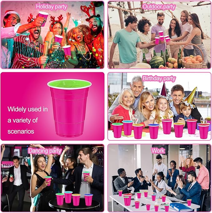 120 Pcs Hot Pink Plastic Cups Valentines Day plastic Disposable cups