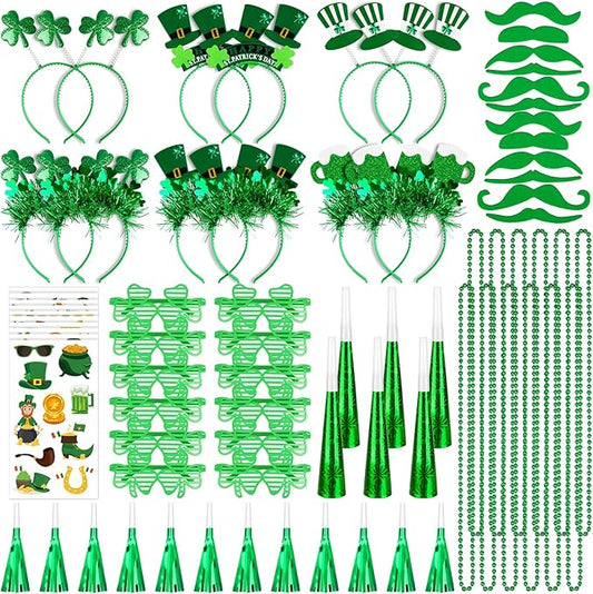 76 Pcs St Patrick's Day Party Favor Set Tattoo Stickers Necklaces