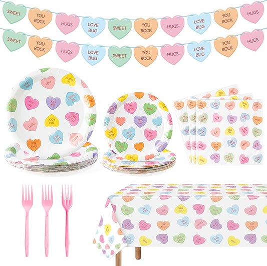 99Pcs Valentine's Day Party Supplies Conversation Heart Party