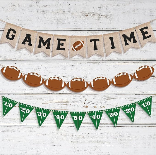 Game Time Football Burlap Banner Football Party Favors Decorations