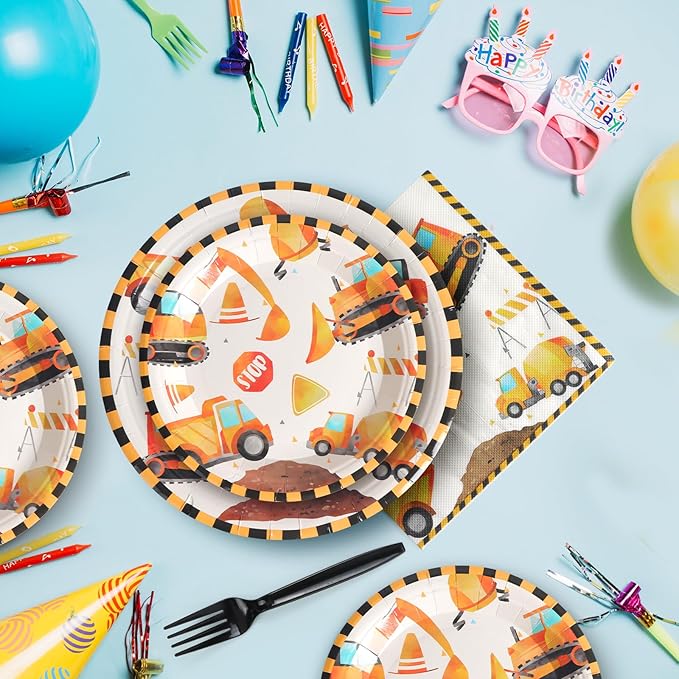 96Pcs Construction Birthday Party Supplies Construction Truck Paper
