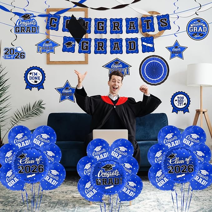 Graduation Decorations 2026 Set Congrats Grad Banner Class of 2026