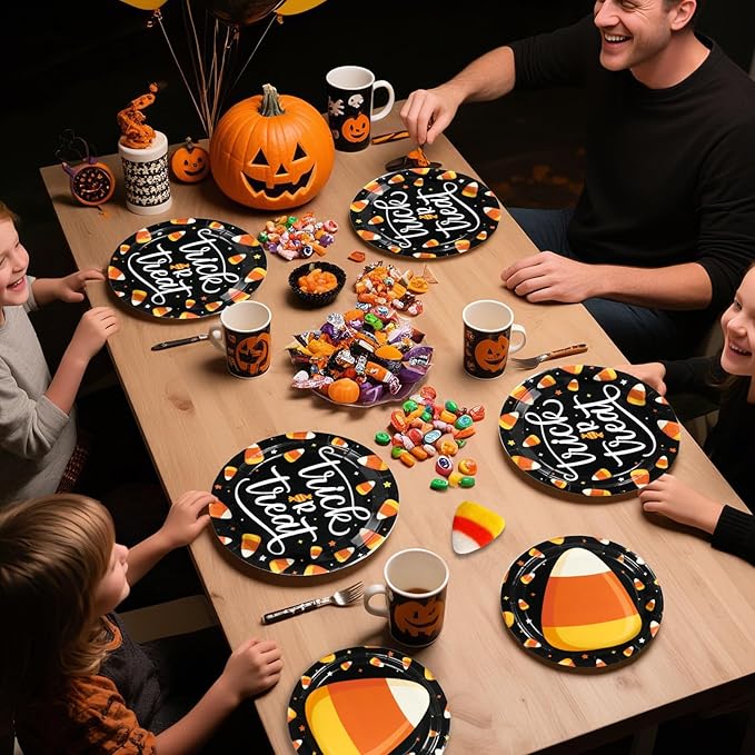 96PCS Candy Theme Corns Halloween Party Supplies Set Orange Trick