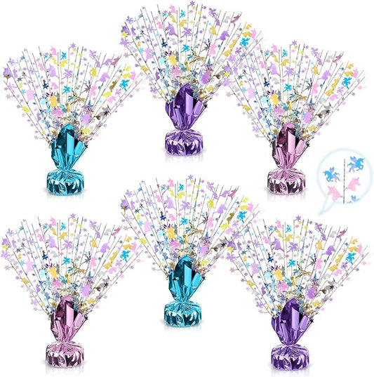6 Pcs Table Decorations Rainbow Unicorns Metallic Gleam Foil Spray
