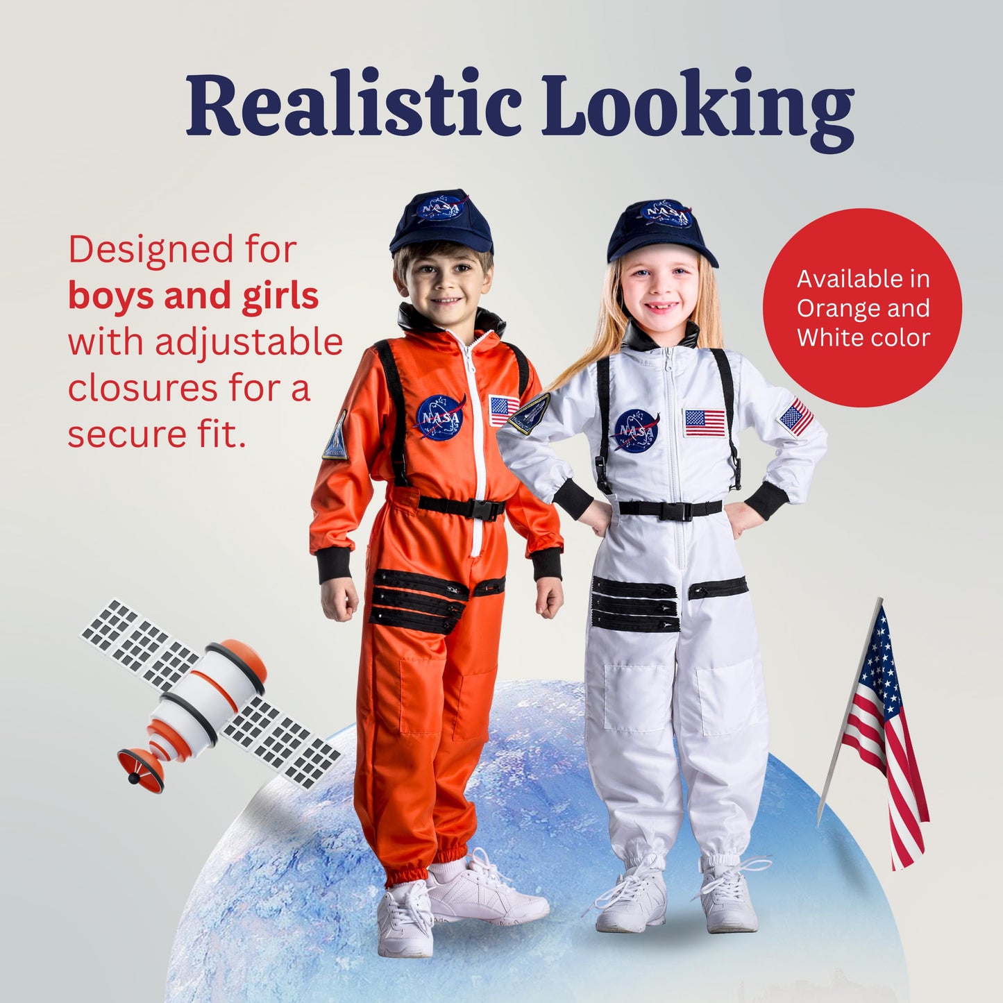 Dress Up America Kids NASA Astronaut Costume – White Space Suit
