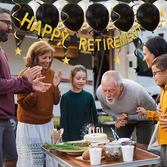 Happy Retirement Party Decorations Banner Triangle Flag Garland Star