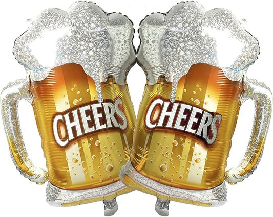 Beer Cup Balloons Set of 2, Beer Mug Cheers Foil Balloons Fit for