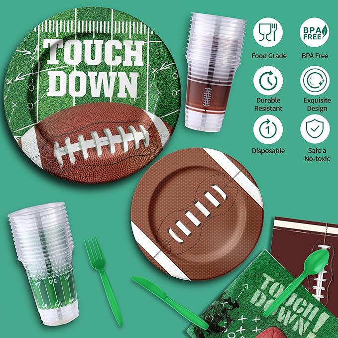 173PCS Football Party Supplies Kit for 24 Guests - Football Birthday