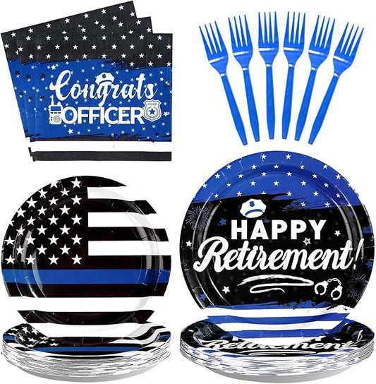 96Pcs Police Retirement Party decorations Congrats Officer Plates