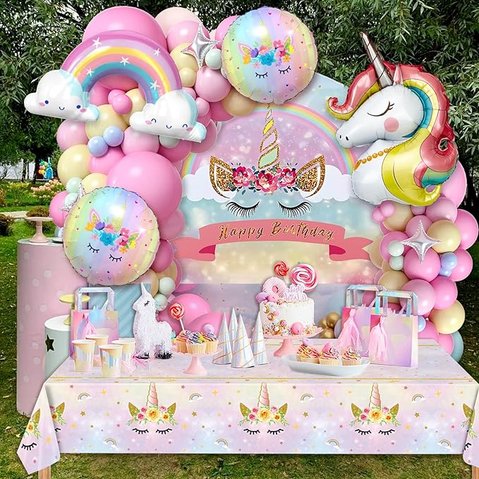 142Pcs Pink Unicorn Party Decorations Birthday Supplies for Girls