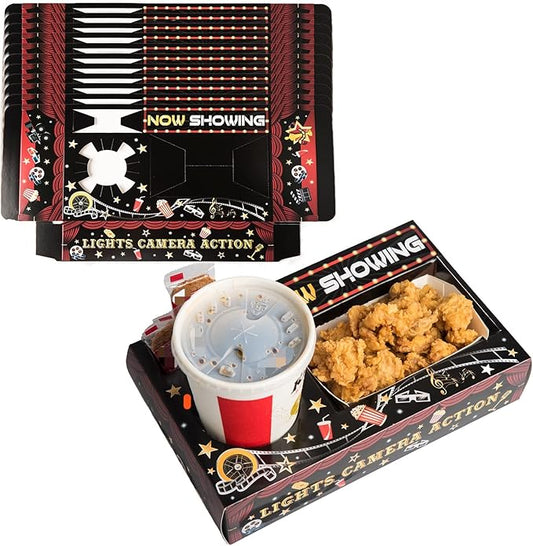 40 Pcs Cinema Theme Party Snack Trays Black Carpet Party Supplies